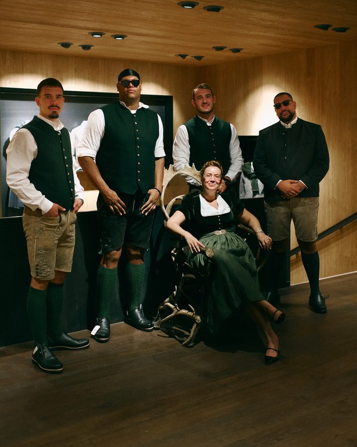 The PSA team in traditional wear at the Grasegger store