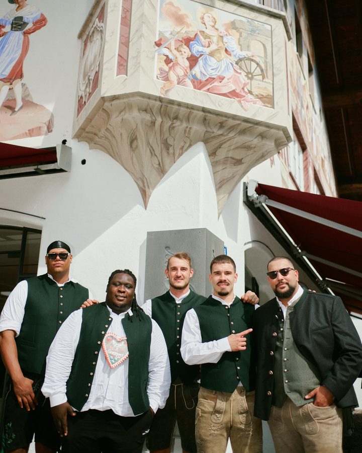 The PSA team outside the Grasegger house in Garmisch